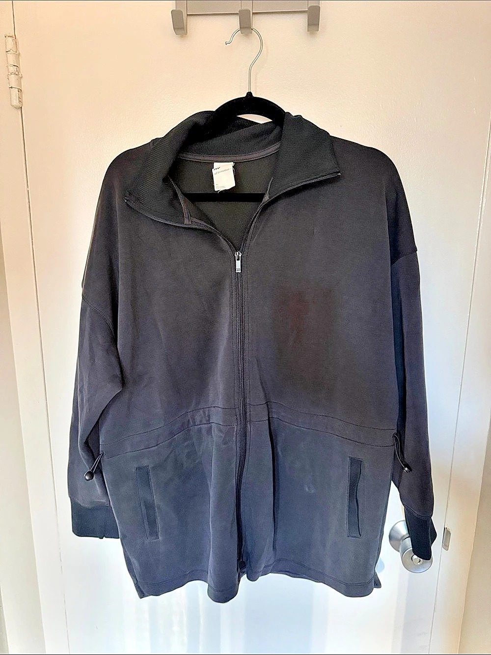 all in motion Women's Airy Sleek Ribbed Full Zip Jacket Black XL